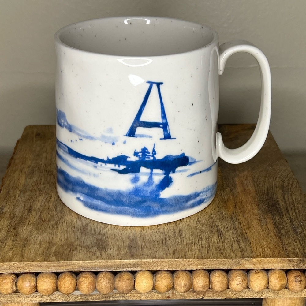 Anthropologie Monogram A Stoneware Buoyant